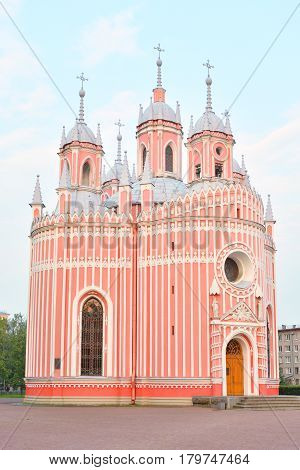 The Church of the Nativity of St. John the Baptist is a functioning Orthodox church in St. Petersburg an architectural monument in the style of pseudo-gothic Russia.
