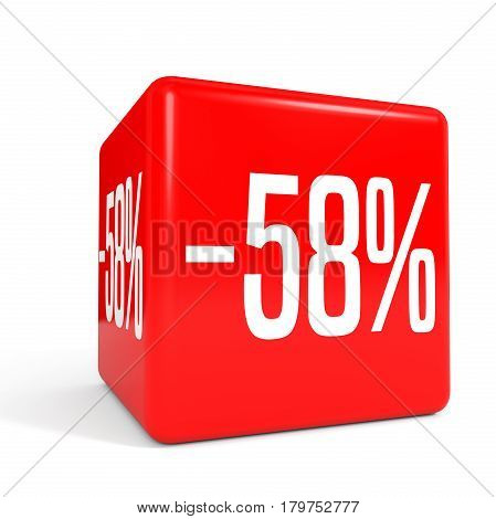 Fifty Eight Percent Off. Discount 58 %. Red Cube.