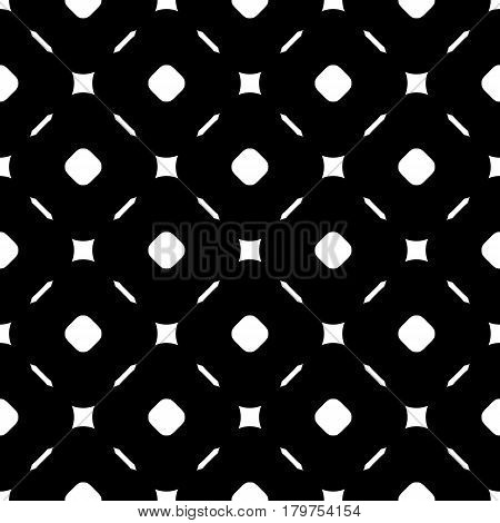 Vector seamless pattern, modern minimalist texture with simple geometric figures, thin lines, circles. Illustration of diagonal mesh. Stylish dark design for prints, decor, furniture, textile, cloth