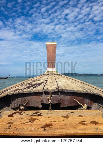 Long boat tranditional of Krabi Thailand, sea and mountain view