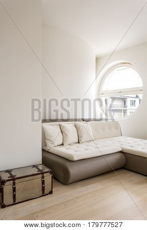 Minimalistic Interior With A Sleeper Sectional