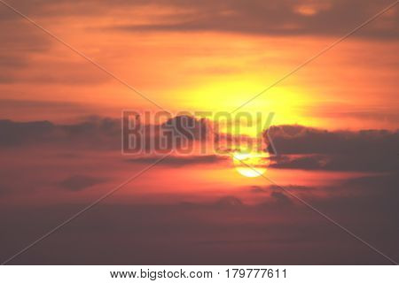 seascape view of sunset at the beach in Chantaburi Thailand.