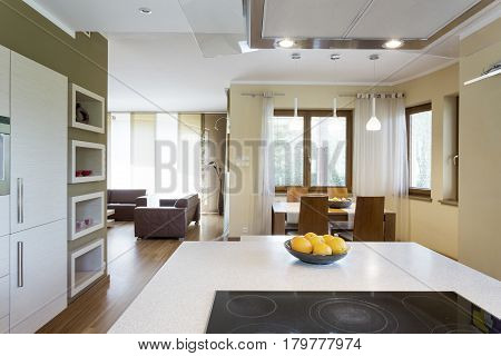 White Kitchen Island With Electric Cooktop