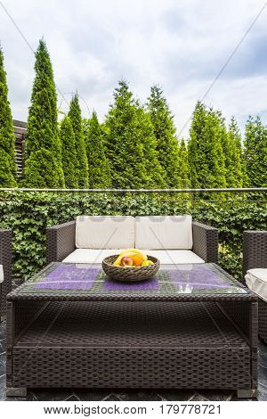Villa Balcony With Stylish Rattan Furniture