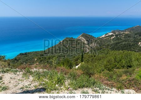 Amazing landscape with blue waters, Lefkada, Ionian Islands, Greece