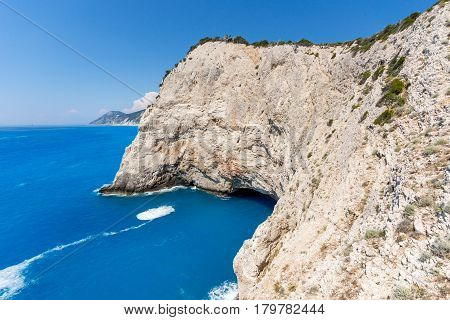 Amazing landscape of blue waters of Porto Katsiki Beach, Lefkada, Ionian Islands, Greece