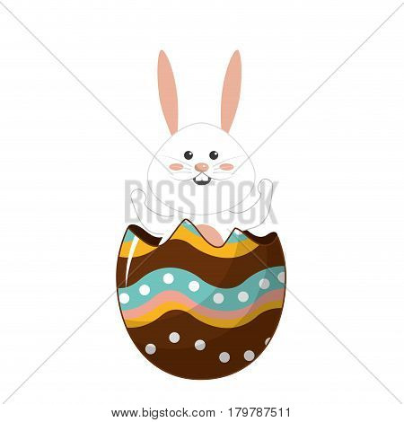 nice rabbit inside of decotive egg, vector illustration