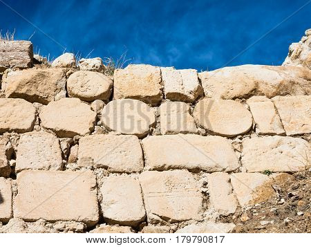 Medieval Masonry Of Wall Of Kerak Castle