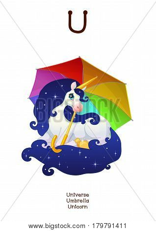 English Alphabet series of Amusing Animals letter U 