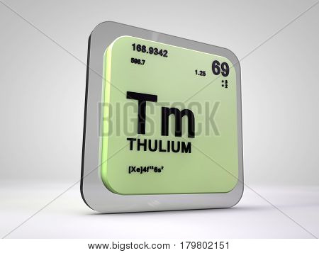 thulium - Tm - chemical element periodic table 3d render