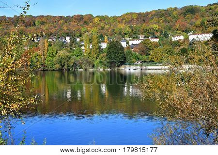 Meulan France - october 31 2016 : the picturesque city in autumn