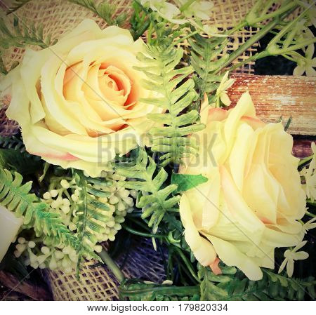 Decoration With Roses  And Vintage Effect