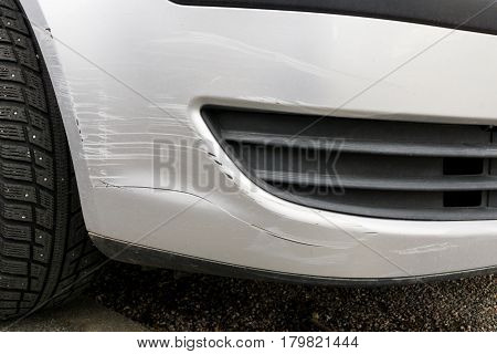 Car With Damaged Paint, Parking Accident