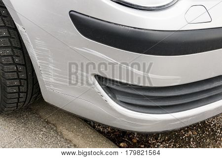 Car With Damaged Paint, Parking Accident