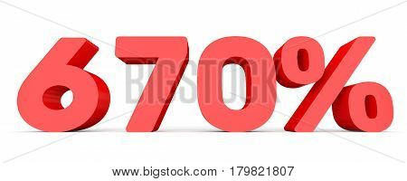 Six Hundred And Seventy Percent. 670 %. 3D Illustration.