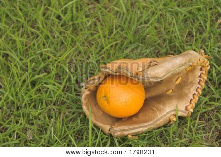 Pomarańczowy w rękawica Baseball