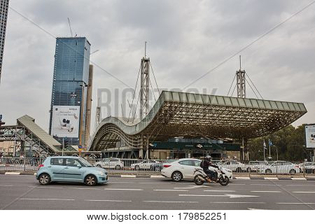 Tel Aviv - February 2, 2017: Tel Aviv Train Station Near Azrieli Mall