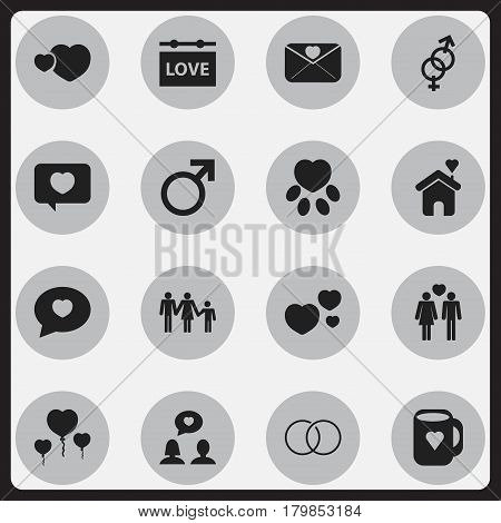 Set Of 16 Editable Heart Icons. Includes Symbols Such As Darling, Joy, Home And More. Can Be Used For Web, Mobile, UI And Infographic Design.