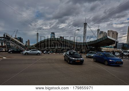 Tel Aviv - February 2, 2017: Tel Aviv Train Station Near Azrieli Mall