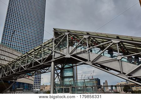 Tel Aviv - February 2, 2017: Tel Aviv Train Station Near Azrieli Mall