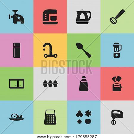 Set Of 16 Editable Meal Icons. Includes Symbols Such As Meat, Paprika, Shortcake And More. Can Be Used For Web, Mobile, UI And Infographic Design.