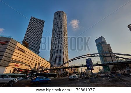 Tel-aviv - 9 December, 2016: Azrieli Mall In Tel Aviv, Street View