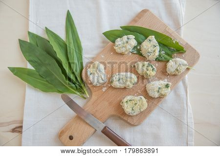 home made potato Gnocchi with wild garlic