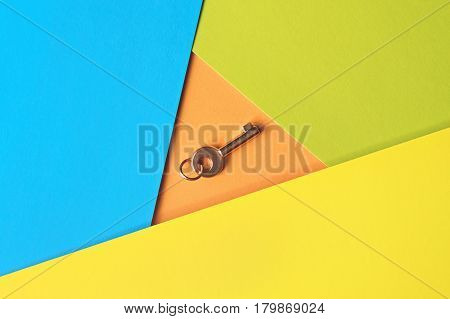 Golden Key On A Multicolored Background