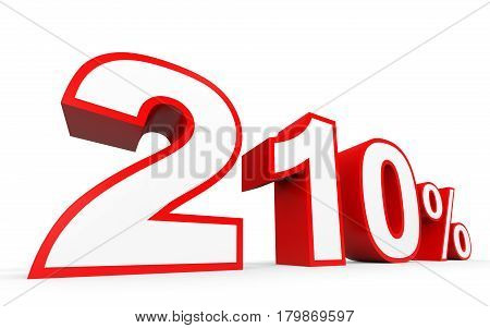 Two Hundred And Ten Percent. 210 %. 3D Illustration.