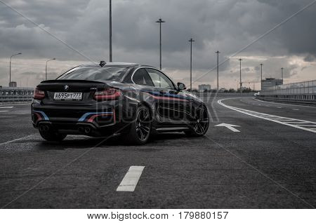 Russia, Moscow - September 24, 2016. Bmw M2 Sports Car With Performance Pack, Front-side View