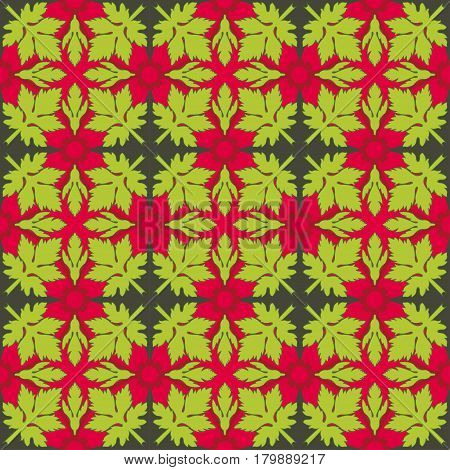 Bright colorful ornament of leaves and flowers