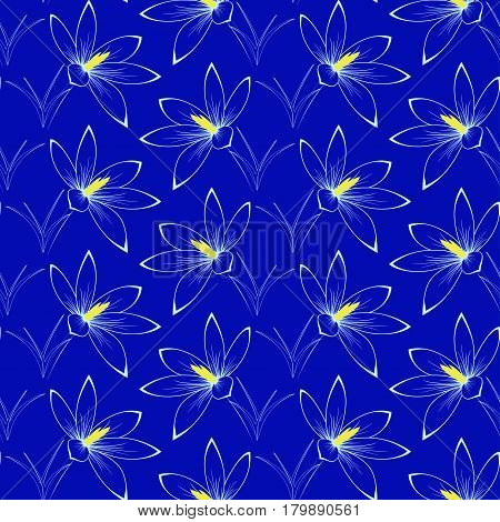 Pattern from a crocus flower on a blue background