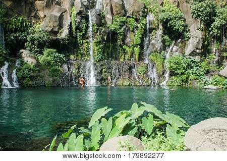 Les Cormorans Waterfall On Reunion Island, France