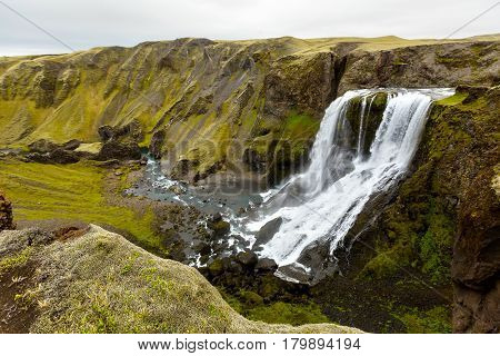 Beautiful Fagrifoss On The Way To Laki Volcano