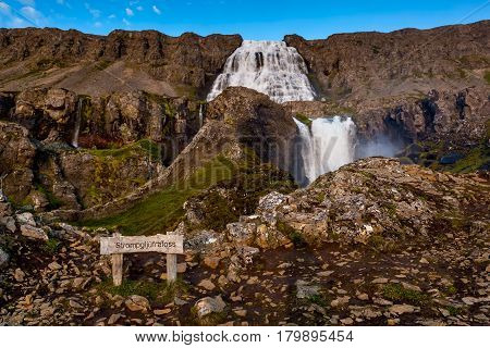 Big Dynjandi Waterfall In Iceland