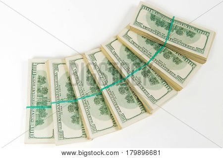 the seventy thousands US dollars heap with clipping path.