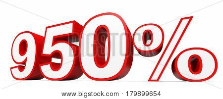 Nine Hundred And Fifty Percent. 950 %. 3D Illustration.