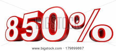 Eight Hundred And Fifty Percent. 850 %. 3D Illustration.