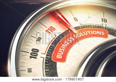 Metal Dial with Red Punchline Reach the Business Solutions. Illustration with Depth of Field Effect. 3D Render.