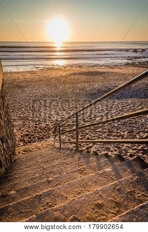 Stairs to the beach for the sunset (Les Sables d'Olonne, France)