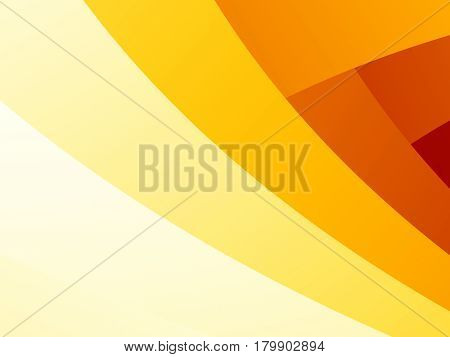 Simple abstract fractal background with yellow orange and red overlapping curved stripes. Text space. 