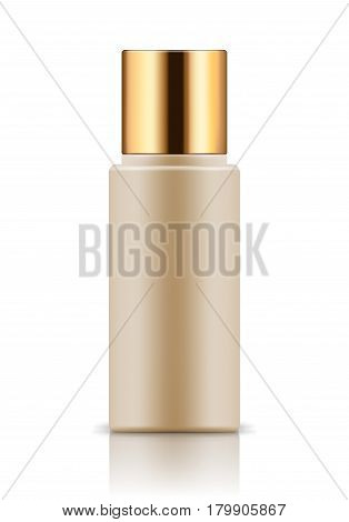 Empty and clean white bottle with cap for body lotion. Realistic 3d blank template plastic container for cream. Mock-up of package for cosmetic product. Vector illustration.