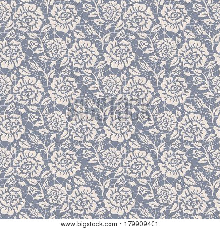Seamless beige and gray lace background with floral pattern