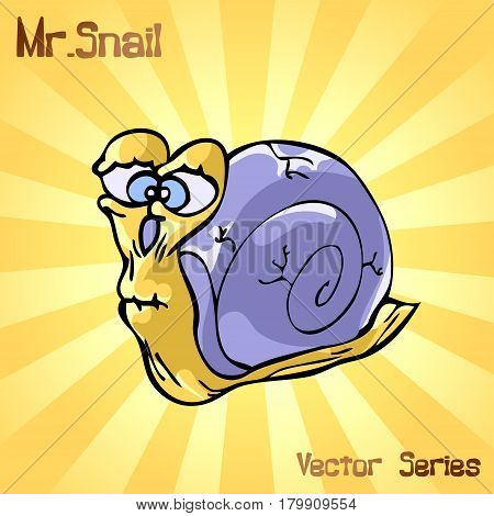 Mr. Snail with old. vector illustration EPS10