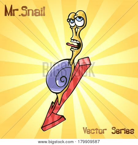 Mr. Snail with down. vector illustration EPS10