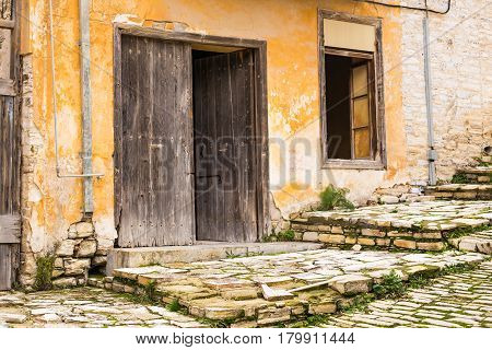 Abandoned and neglected house. Ruined old building