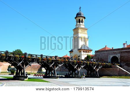 Medieval fortress Alba Iulia, Transylvania. The modern city is located near the site of the important Dacian political, economic and social centre of Apulon, which was mentioned by the ancient Greek geographer Ptolemy. Alba Iulia is an important romanian 