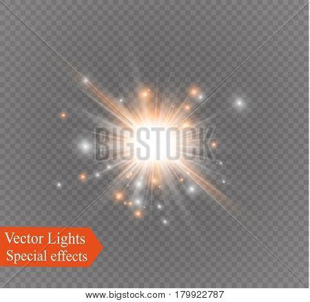 star on a transparent background, light effect, vector illustration. burst with sparkles.Sun.Special effect isolated on transparent background.spark