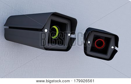 Securiy camera fixed to the wall 3d render