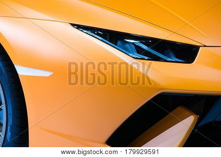 Headlight Of Modern Prestigious Car Close Up